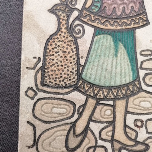 Pyrography artwork Storgi by Giorgos Katopodis used, signed, leather