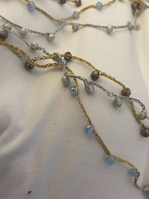 Knitted necklaces new with silver and gold thread, set of 3 pieces