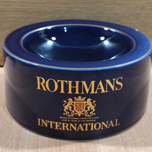 Rothmans International ceramic ashtray used, vintage advertising