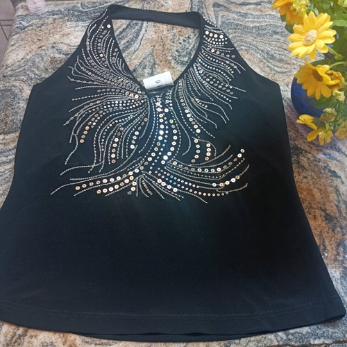 Evening top new size M, black with sequins