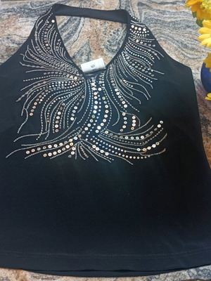 Evening top new size M, black with sequins
