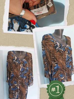 Bexley's designer shirt tunic with floral print and turquoise blue like new