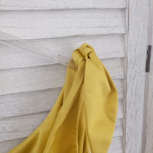 Anthropologie medium satin dress used, yellow