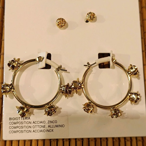 H&M earrings set unused, gold color, three pairs