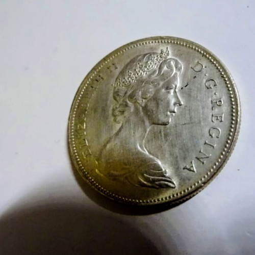 Canada 1 Dollar 1966 silver coin used, Voyageur Dollar