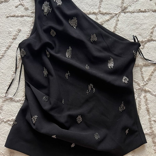 Zara asymmetric top with beads like new, black, size S