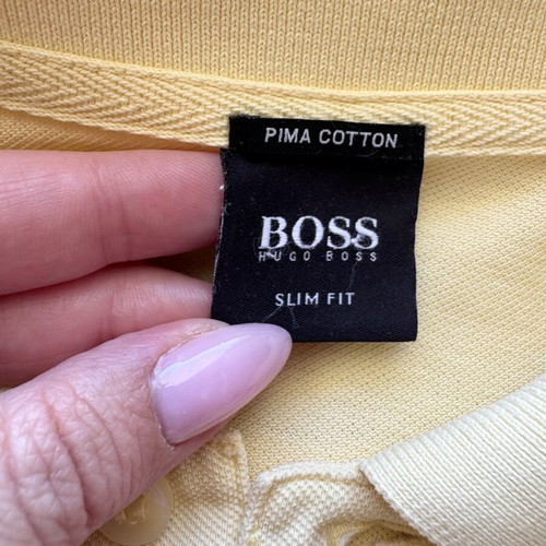 Hugo Boss Pima Cotton Polo Shirt Yellow Slim Fit Size L like new