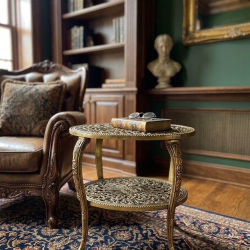 Brass Auxiliary Table used, 45 cm height