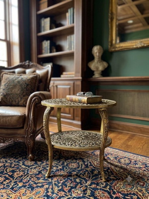Brass Auxiliary Table used, 45 cm height