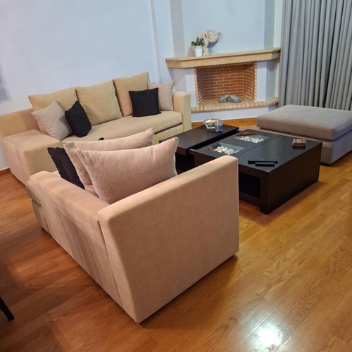 Sofa and recliner with water-resistant fabric