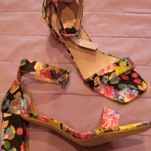 Shein floral sandals new, 7 cm heel, size 41