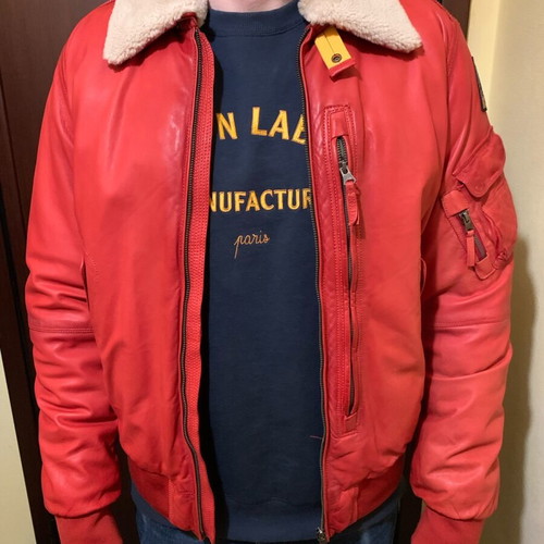 Parajumpers Josh leather aviator jacket red XL brand new