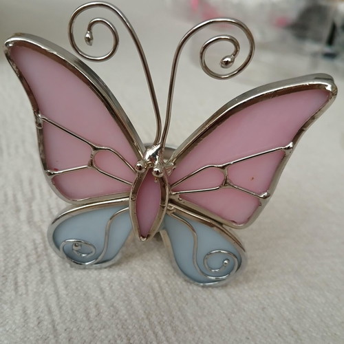 Vintage glass romantic jars with flowers & butterfly tealight holder