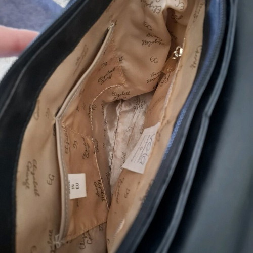 Elizabeth George women's leather backpack like new, black and gray