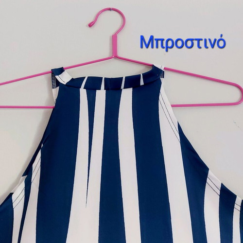 Μπλουζοφόρεμα αμάνικο μπλε με άσπρο νούμερο L καινούργιο