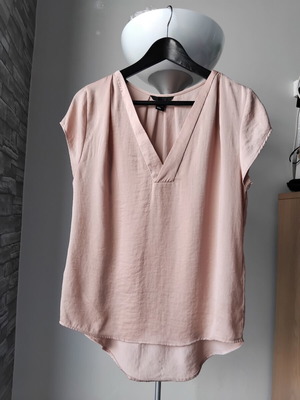 H&M satin short-sleeve blouse like new, pink