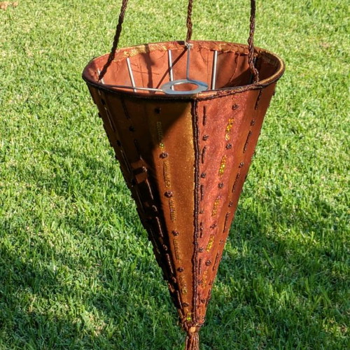 Hanging lamp used, Indian fabric with beads