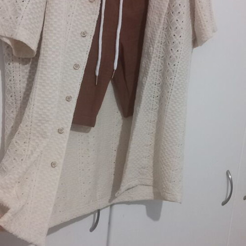 Summer set small with shorts and shirt, new, beige and brown