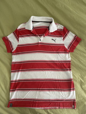 Puma polo shirt large used, white and red