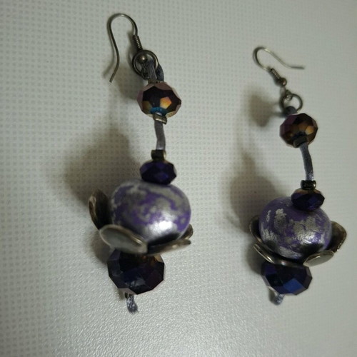 Handmade jewelry set bracelet and earrings in purple shades new