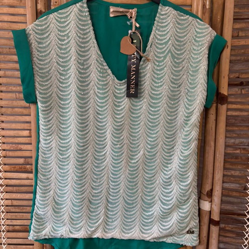 Lofty Manner Nina Top green with sequins size XS new
