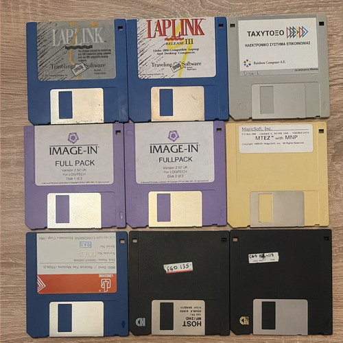 Vintage PC 3.5" floppy disks used, commercial software & utilities set of 9
