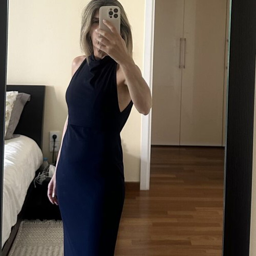 Zara Elegant Halter Maxi Dress, navy blue, size S