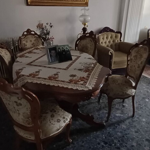 Classic Dining & Living Room Set (Solid Wood / Carved) – Excellent Condition