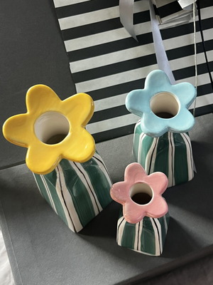 Thun Italy Verdecampo ceramic vase set of 3 new