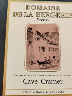 Domaine de la Bergerie Perroy wine promotional label used