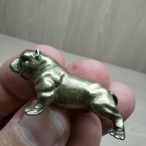 Bulldog miniature made of brass new, antique gold tone