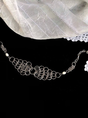 Chainmail necklace punk rock gothic alternative, new, silver and white