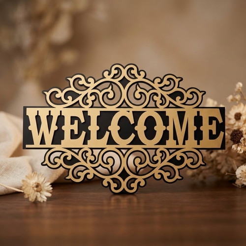Wooden Welcome sign new with decorative design