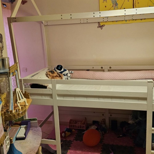 Single loft bed with roof like a little house white like new