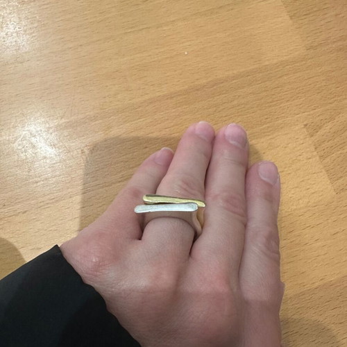 Two rings new, silver and gold plated, size 55-56