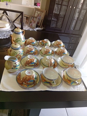 Porcelain tea set for 12 people new, collectible Kutani 1940-1960