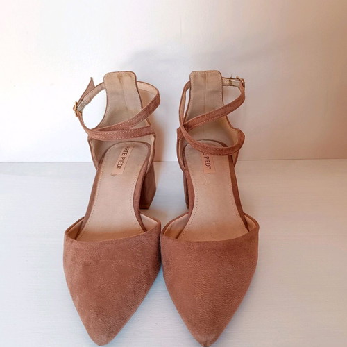Arte Piedi suede pink pointed pumps with low block heel size 36 like new