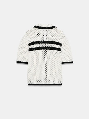Zara knitted cardigan new with tags, size M, white and black