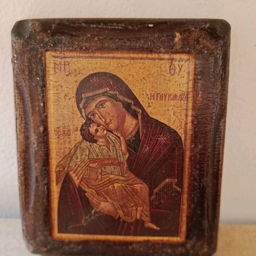 Icon Panagia the Sweet-Kissing old wooden used