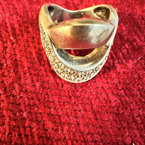 Ring 925 with 40 small diamonds like new, gold color