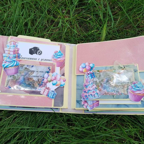 Handmade scrapbook album with pop-up elements "My Unforgettable Birthday" new