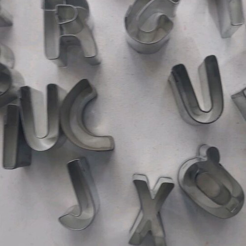 Set of stainless steel cookie cutters English alphabet like new