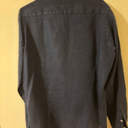 Manetti navy blue linen shirt slim fit medium like new