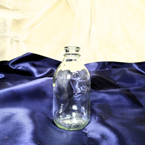 Set of 8 Transparent Glass Bottles Like New, 14cm, 250ml