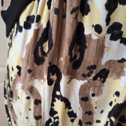Frank Walder women's summer sleeveless viscose dress like new, brown shades