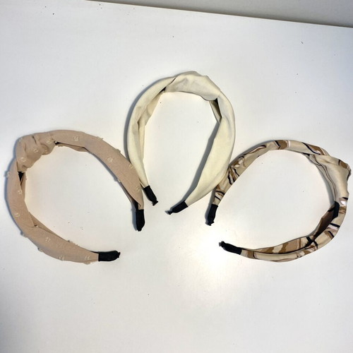 Shein set of 3 new headbands, white and beige
