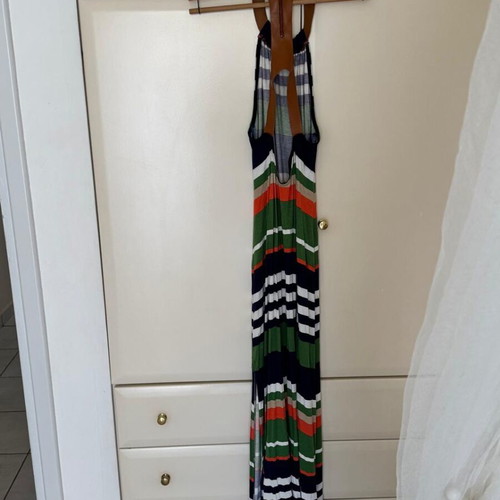 Maxi BSB dress used, striped halterneck with open back