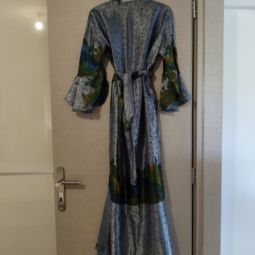 Malen Rouge Amalia maxi satin kimono dress new, multicolor