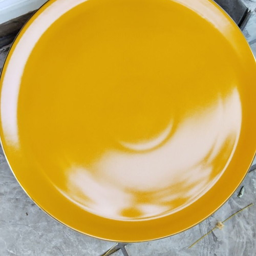 Porland porcelain pizza platter yellow 32 cm with gold trim