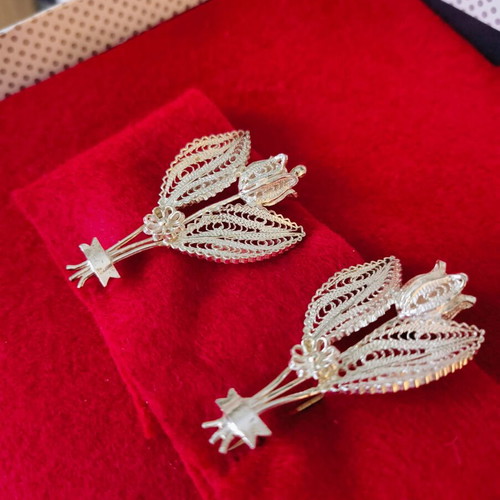 Unisex Silver 925 Pin New Floral Design